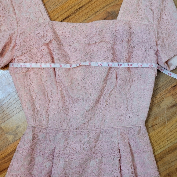 Vintage 1950s Pink Lace Cocktail Dress By Form Fit New York Knee Lenght - Picture 11 of 16